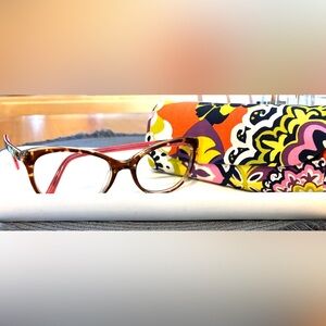Vera Bradley Glasses -Tortoiseshell Front & Exterior Sides Floral with Case